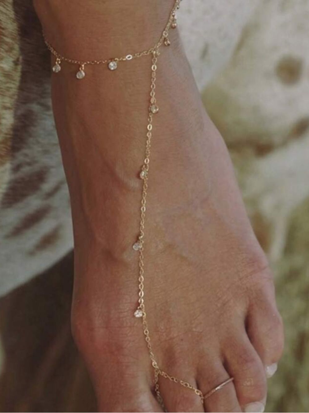 Gold Crystal Chain Anklet #2798